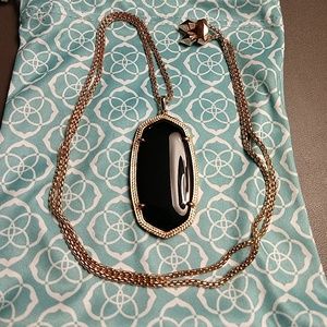 Kendra Scott Reid Necklace Rose Gold Black Stone